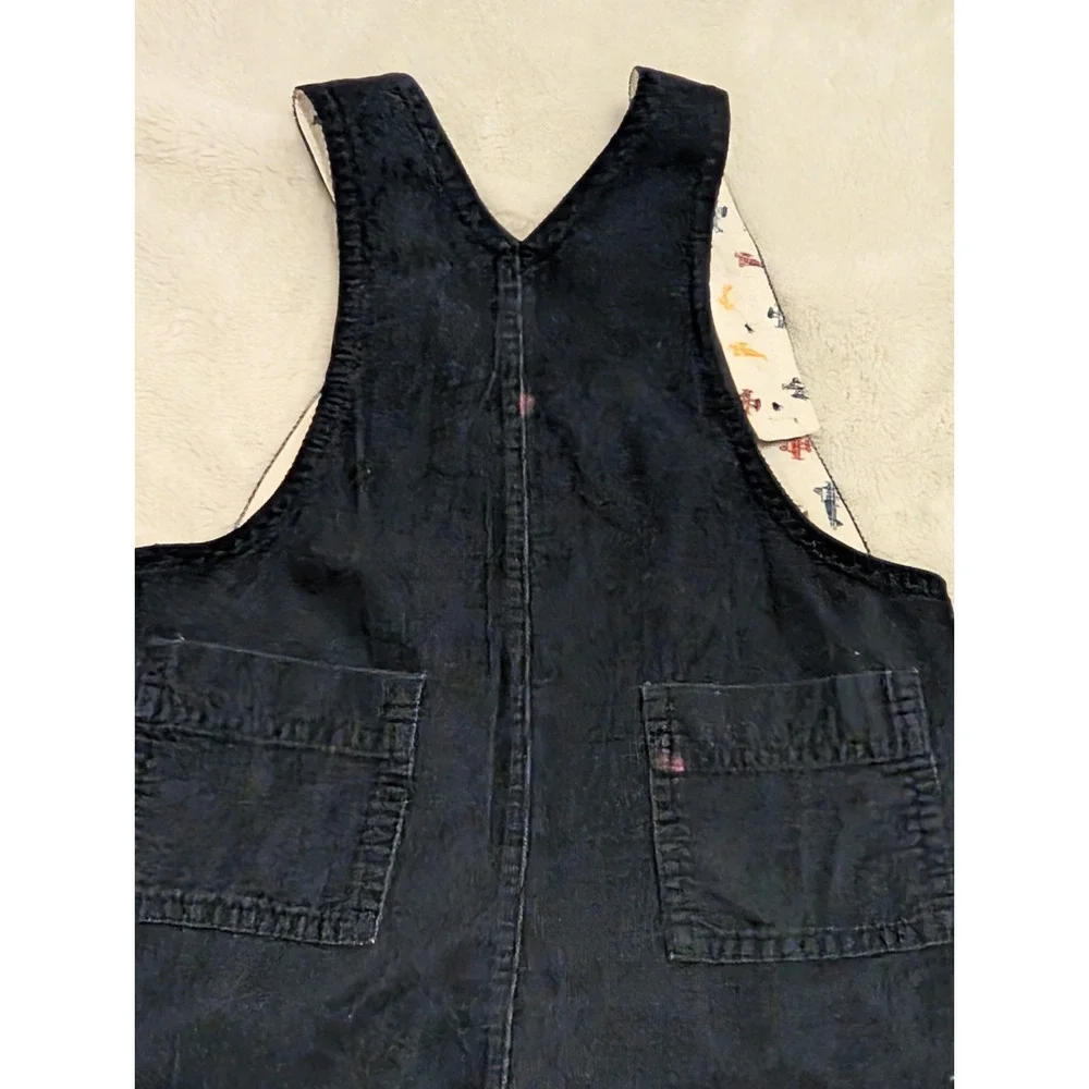 Vtg Baby GAP Y2K Soft Corduroy Navy Overalls & One Piece Airplane Shirt 12-18 mo